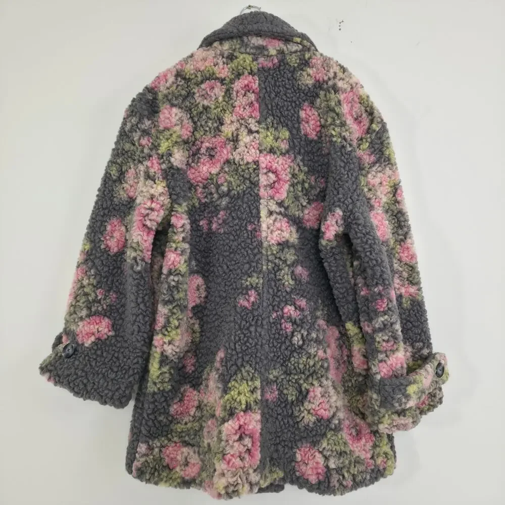 Free People Bali Sweet Attractions Sherpa Trench Coat Floral Sz Small NWT - Picture 5 of 11